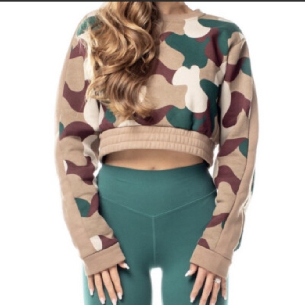 Balance Athletica Mountainside Cropped Camo Sweatshirt